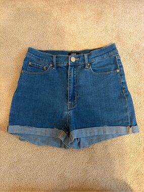 BDG Classic Cuffed High-Rise Jean Shorts in Dark Blue
